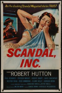8w1196 SCANDAL INC. 1sh 1956 Robert Hutton, art of paparazzi photographing sexy woman in bed!
