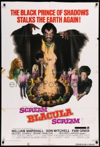 8w1198 SCREAM BLACULA SCREAM 1sh 1973 Black Prince of Shadows William Marshall & Pam Grier!