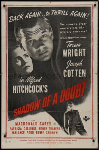 8w1204 SHADOW OF A DOUBT military 1sh R1950s Teresa Wright, Joseph Cotten, directed by Alfred Hitchcock!