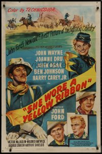 8w1208 SHE WORE A YELLOW RIBBON 1sh 1949 wonderful art of John Wayne & Joanne Dru, John Ford