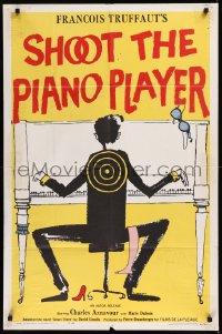 8w1211 SHOOT THE PIANO PLAYER 1sh 1962 Francois Truffaut's Tirez sur le pianiste, cool art!
