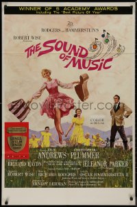 8w1226 SOUND OF MUSIC awards 1sh 1965 classic Terpning art of Julie Andrews & top cast!