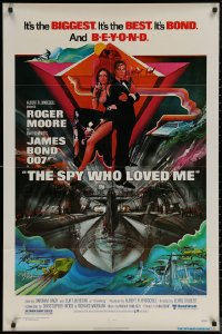 8w1228 SPY WHO LOVED ME 1sh 1977 great art of Roger Moore as James Bond by Bob Peak!