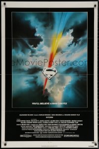 8w1243 SUPERMAN 1sh 1978 D.C. comic book superhero Christopher Reeve, cool Bob Peak logo art!