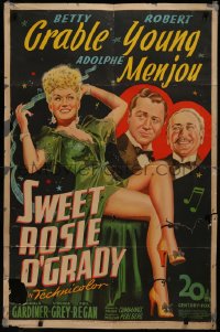 8w1244 SWEET ROSIE O'GRADY 1sh 1943 art of sexy Betty Grable, Robert Young & Menjou!