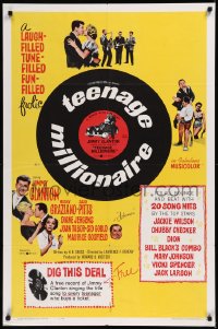 8w1258 TEENAGE MILLIONAIRE 1sh 1961 Jimmy Clanton, free record for every teenager who buys a ticket!