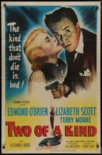 8w1289 TWO OF A KIND 1sh 1951 great image of sexy Lizabeth Scott & Edmond O'Brien, noir!