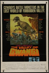 8w1295 VALLEY OF GWANGI 1sh 1969 Ray Harryhausen, great artwork of cowboys vs dinosaurs!