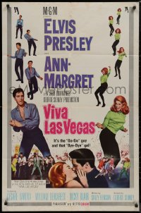 8w1300 VIVA LAS VEGAS 1sh 1964 many images of Elvis Presley & sexy Ann-Margret, blue title!