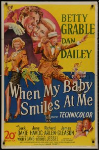 8w1313 WHEN MY BABY SMILES AT ME 1sh 1948 great art of sexy Betty Grable & dancing Dan Dailey!