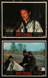 8w0086 UNFORGIVEN 8 French LCs 1992 great images of gunslinger Clint Eastwood, Gene Hackman!