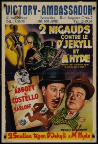 8x0071 ABBOTT & COSTELLO MEET DR. JEKYLL & MR. HYDE Belgian 1953 wacky Bos art of Bud & Lou, Karloff