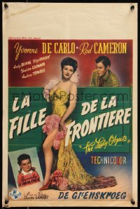 8x0083 FRONTIER GAL Belgian 1947 full-length sexy showgirl Yvonne De Carlo, Rod Cameron!