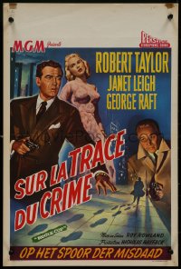 8x0110 ROGUE COP Belgian 1954 film noir art of Robert Taylor, George Raft & sexy Janet Leigh!