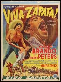 8x0125 VIVA ZAPATA Belgian 1952 art of Marlon Brando, Jean Peters & Anthony Quinn, Steinbeck!
