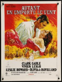 8x0347 GONE WITH THE WIND French 15x20 R1989 Terpning art of Gable carrying Leigh over burning Atlanta!