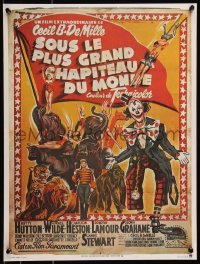 8x0350 GREATEST SHOW ON EARTH French 16x21 R1970s Cecil B. DeMille circus classic, great Soubie art!