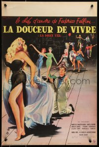 8x0366 LA DOLCE VITA French 16x24 1960 Federico Fellini, Mastroianni, sexy Ekberg by Yves Thos!