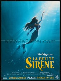 8x0373 LITTLE MERMAID advance French 16x21 R1998 Ariel swimming to the surface, Disney underwater cartoon!
