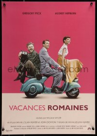 8x0393 ROMAN HOLIDAY French 17x23 R2013 Audrey Hepburn & Gregory Peck, Albert riding on Vespa!