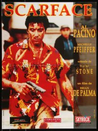 8x0395 SCARFACE French 16x21 R1980s bloody Al Pacino as Tony Montana w/gun!