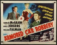 8x0229 ARMORED CAR ROBBERY style A 1/2sh 1950 art of Charles McGraw & sexy showgirl Adele Jergens!