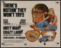 8x0245 DIRTY MARY CRAZY LARRY 1/2sh 1974 art of Peter Fonda & Susan George sucking on popsicle!