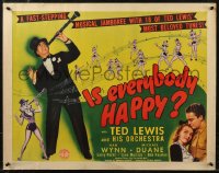 8x0260 IS EVERYBODY HAPPY 1/2sh 1943 biography of jazz musician Ted Lewis, art of sexy babe w/clarinet!