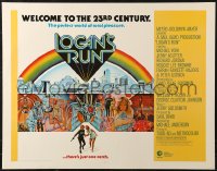 8x0265 LOGAN'S RUN int'l 1/2sh 1976 art of Michael York & Jenny Agutter running away by Charles Moll!