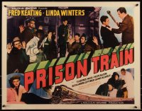 8x0277 PRISON TRAIN 1/2sh 1938 Keating & Comingore, car chasing train + cast, pink title style!
