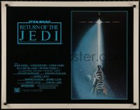 8x0281 RETURN OF THE JEDI int'l 1/2sh 1983 George Lucas, art of hands holding lightsaber by Reamer!