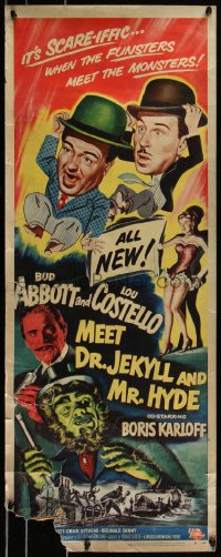 8x0425 ABBOTT & COSTELLO MEET DR. JEKYLL & MR. HYDE insert 1953 Bud & Lou, scary Boris Karloff!