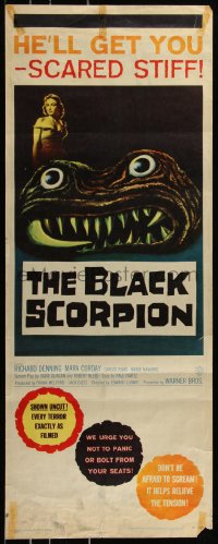 8x0437 BLACK SCORPION insert 1957 art of wacky creature that looks more laughable than horrible!