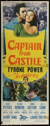 8x0443 CAPTAIN FROM CASTILE insert 1947 Tyrone Power, Jean Peters, Cesar Romero!