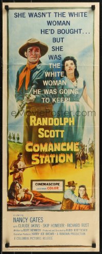 8x0445 COMANCHE STATION insert 1960 Randolph Scott, Nancy Gates, Budd Boetticher, cool wanted poster!