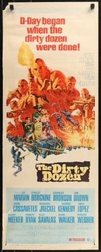 8x0455 DIRTY DOZEN insert 1967 Charles Bronson, Jim Brown, Lee Marvin, cool Frank McCarthy art!