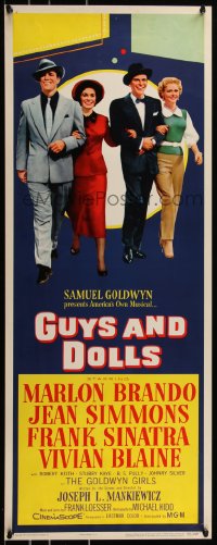 8x0478 GUYS & DOLLS insert 1955 Marlon Brando, Jean Simmons, Frank Sinatra & Blaine arm-in-arm!