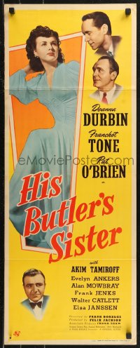 8x0487 HIS BUTLER'S SISTER insert 1943 sul sexy Deanna Durbin, Franchot Tone, Pat O'Brien!