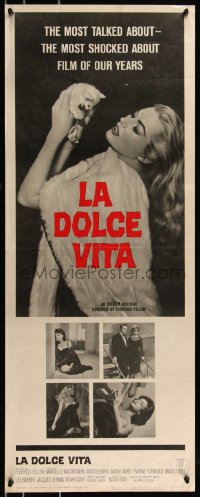 8x0503 LA DOLCE VITA insert 1961 Federico Fellini, full-length sexy Anita Ekberg holding kitten!