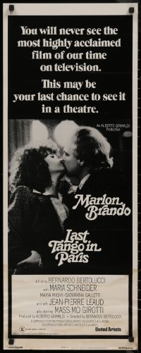 8x0505 LAST TANGO IN PARIS style C insert R1975 Marlon Brando, Maria Schneider, Bernardo Bertolucci