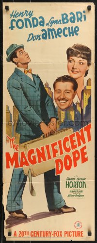 8x0513 MAGNIFICENT DOPE insert 1942 full-length art of Henry Fonda, plus Lynn Bari & Don Ameche!