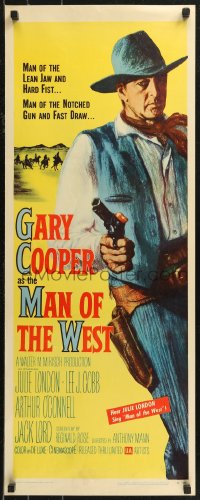 8x0514 MAN OF THE WEST insert 1958 Anthony Mann, cowboy Gary Cooper is the man of fast draw!