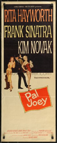 8x0527 PAL JOEY insert 1957 art of Frank Sinatra with sexy Rita Hayworth & Kim Novak!