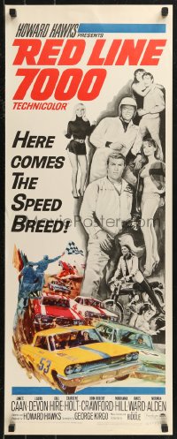 8x0539 RED LINE 7000 insert 1965 Howard Hawks, James Caan, car racing artwork, meet the speed breed!