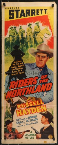 8x0541 RIDERS OF THE NORTHLAND insert 1942 Charles Starrett is a Texas Ranger in Alaska, cool images!