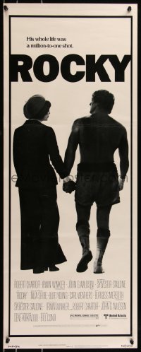 8x0542 ROCKY insert 1976 boxer Sylvester Stallone holding hands with Talia Shire, boxing classic!