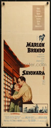 8x0546 SAYONARA insert 1957 Japanese Miiko Taka is not allowed to love Marlon Brando but she will!