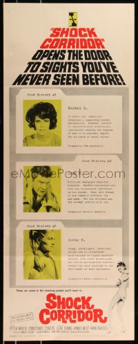 8x0550 SHOCK CORRIDOR insert 1963 Sam Fuller's masterpiece that exposed psychiatric treatment!