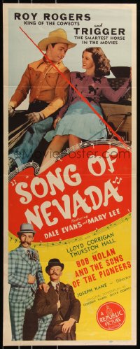 8x0554 SONG OF NEVADA insert 1944 Roy Rogers & Dale Evans ride on a stagecoach, ultra rare!