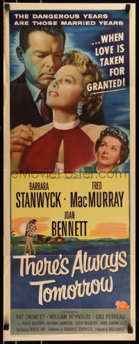 8x0564 THERE'S ALWAYS TOMORROW insert 1956 Fred MacMurray torn between Stanwyck & Joan Bennett!